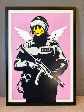 West Country Prince - 'Flying Copper' (Pink) Banksy Replica FRAMED TO ORDER