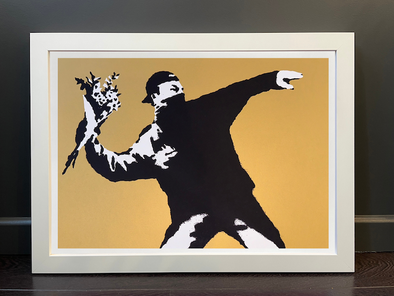 West Country Prince - 'Love Is In The Air' (Gold) Banksy Replica FRAMED TO ORDER